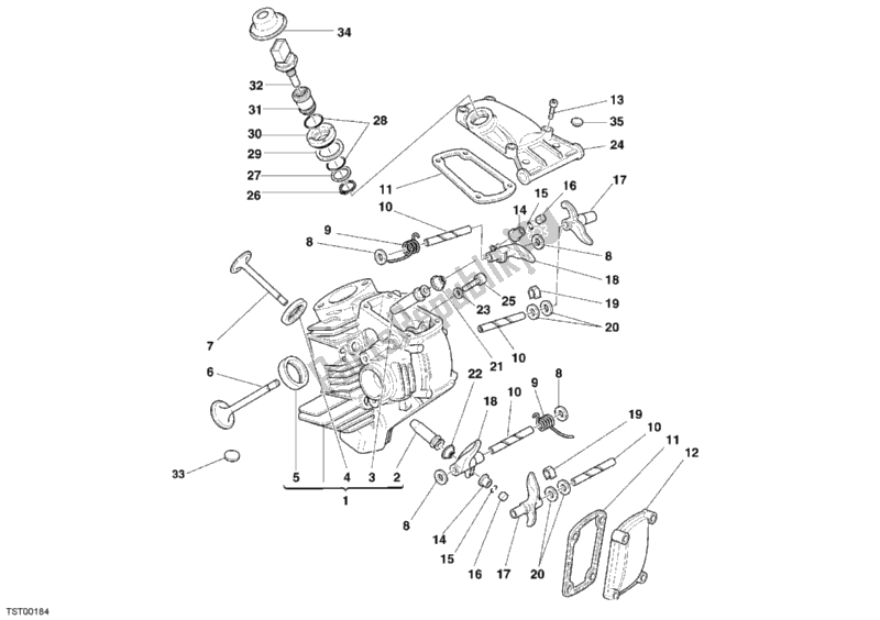 Toutes les pièces pour le Culasse Horizontale du Ducati Monster S2R 800 Dark 2006